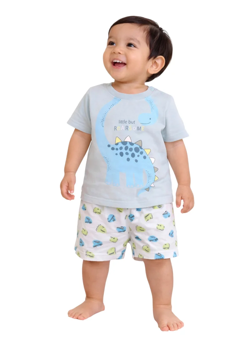 victor and jane Boys Graphic Print Cotton T-Shirt & Shorts Set – Summer Daywear